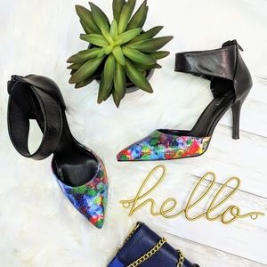 Nine West Fawcet Floral Ankle Strap Stiletto